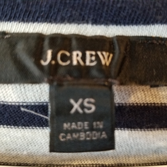 J Crew Striped White & Navy Striped Boatneck Tee NWOT - Picture 3 of 4